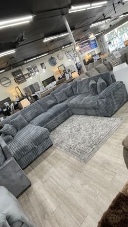 Pullout Grey Sectional Available In Black,Brown And White