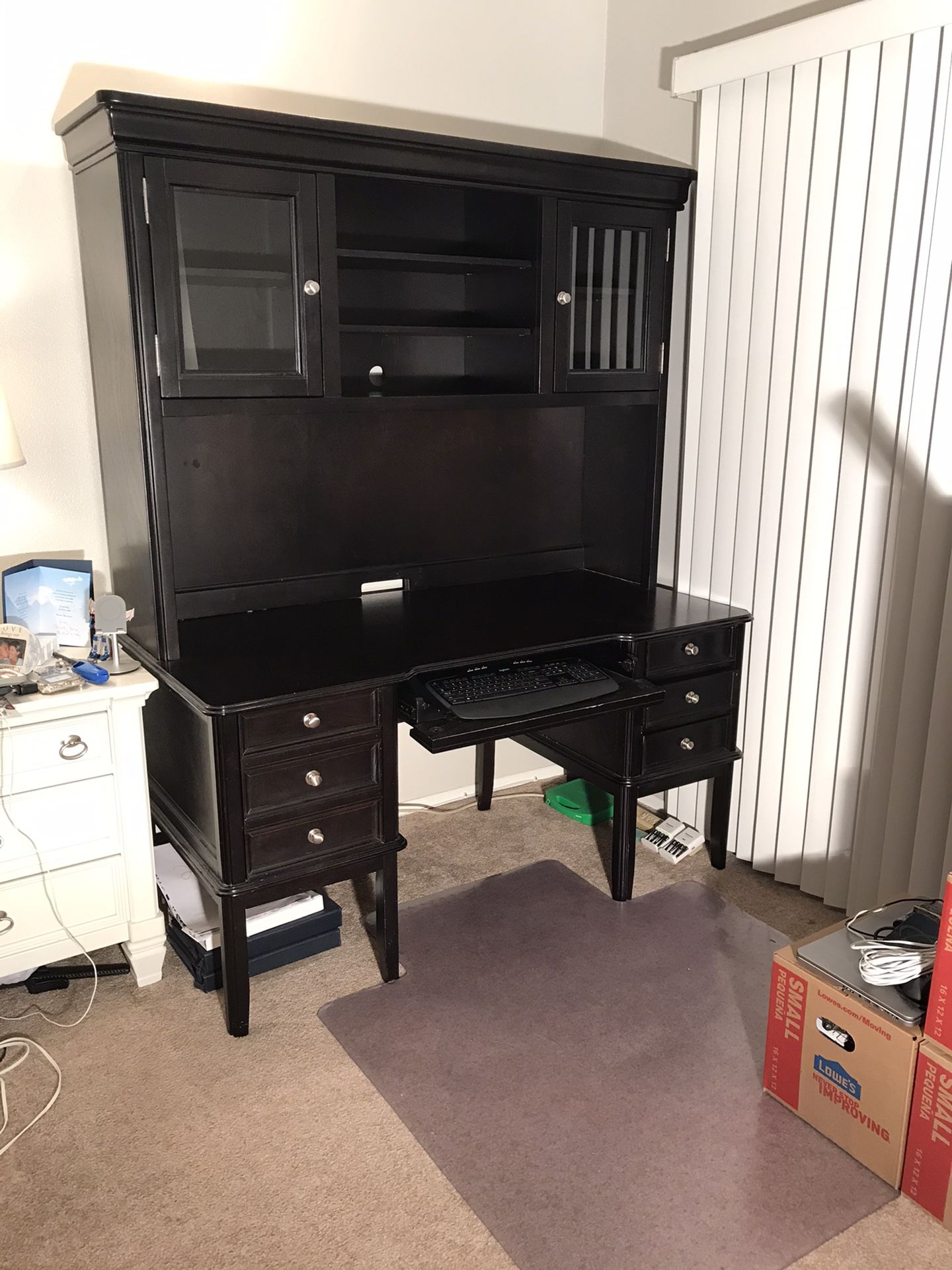 Office desk with hutch, black-JUST REDUCED!