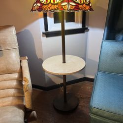 Vintage Stained Glass Lamp Table