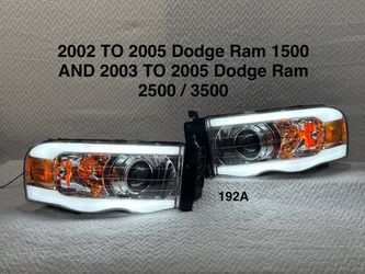 2002 TO 2005 Dodge Ram 1500 AND 2003 TO 2005 Dodge Ram 2500 / 3500 LED Tube Projector Headlights (Chrome Housing/Clear lens)