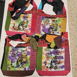 Handmade Patchwork Crossbody Bag Small Hobo Hippi Kitty 