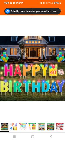 Happy Birthday Yard Sign with Stakes