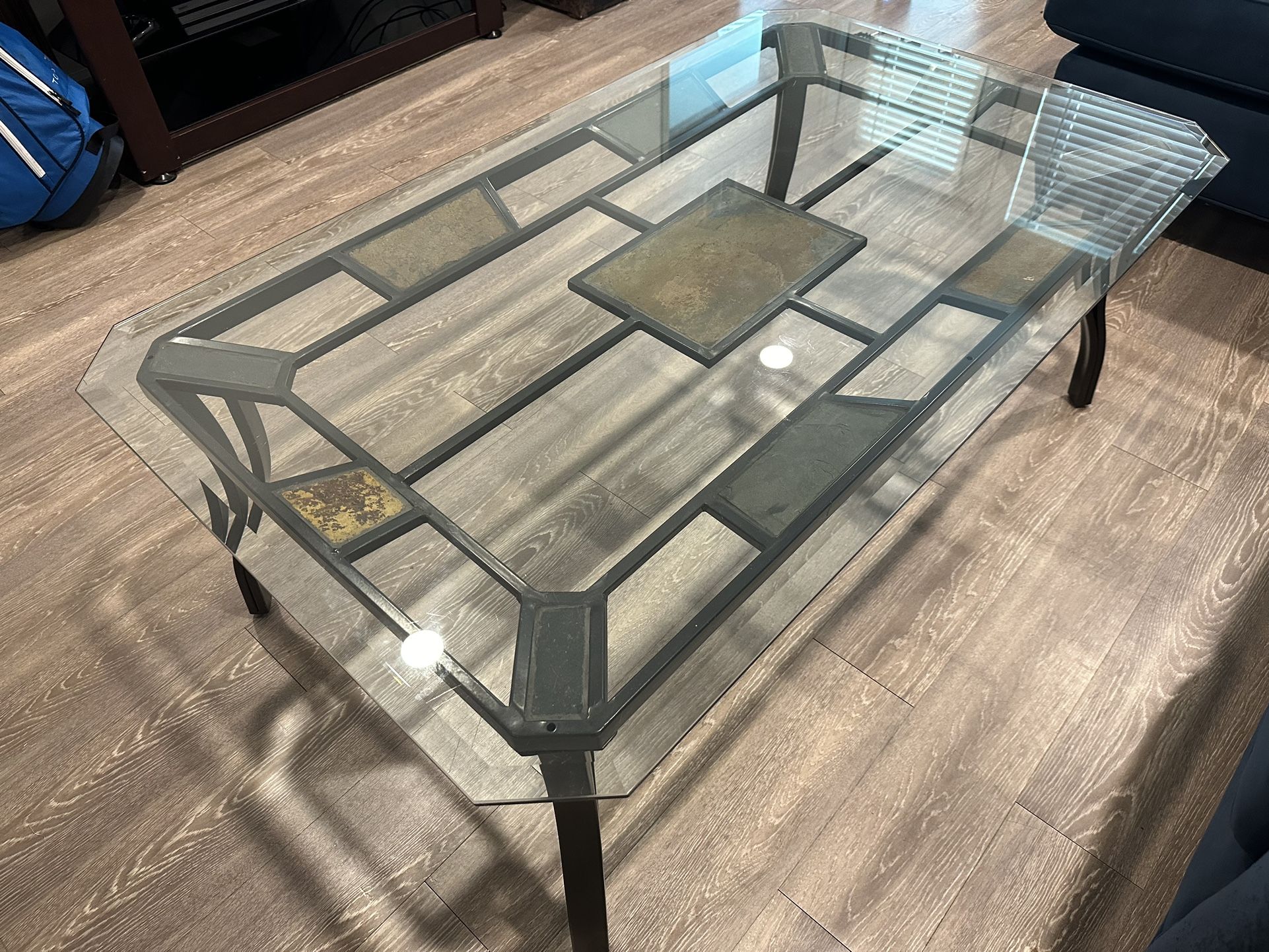 Glass And Metal Frame Living Room Or Patio Table