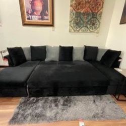 New Black And Gray Or All Black Super Comfy Sectional Sofa Couch *Ottoman Sold Separately*