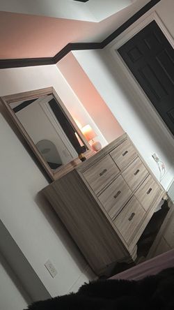 Light Wood Dresser with Mirror