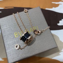 Bvlgari B Zero 1 Black Ceramic Necklace in 18K Rose Gold