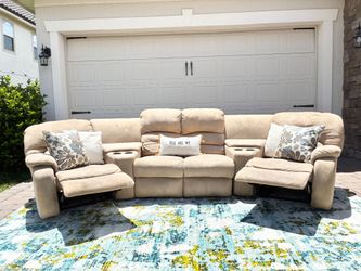Beige Reclining Sectional Sofa