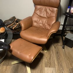 Anselmo Leather Recliner and Ottoman