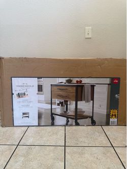 The Threshold Derry Stone Top Mixed Material Kitchen Island