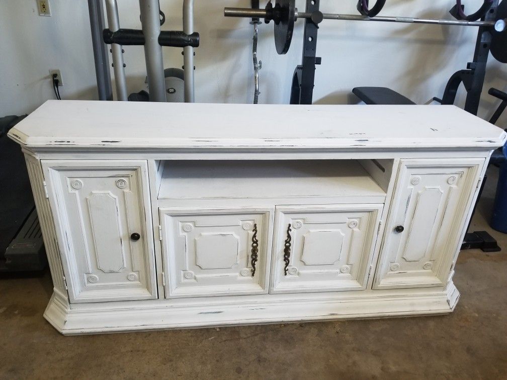 Lightly distressed TV stand $60