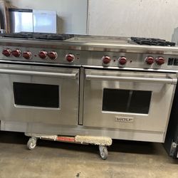 Wolf 60”Wide All Gas Range Stove With 24”griddle In Stainless Steel 
