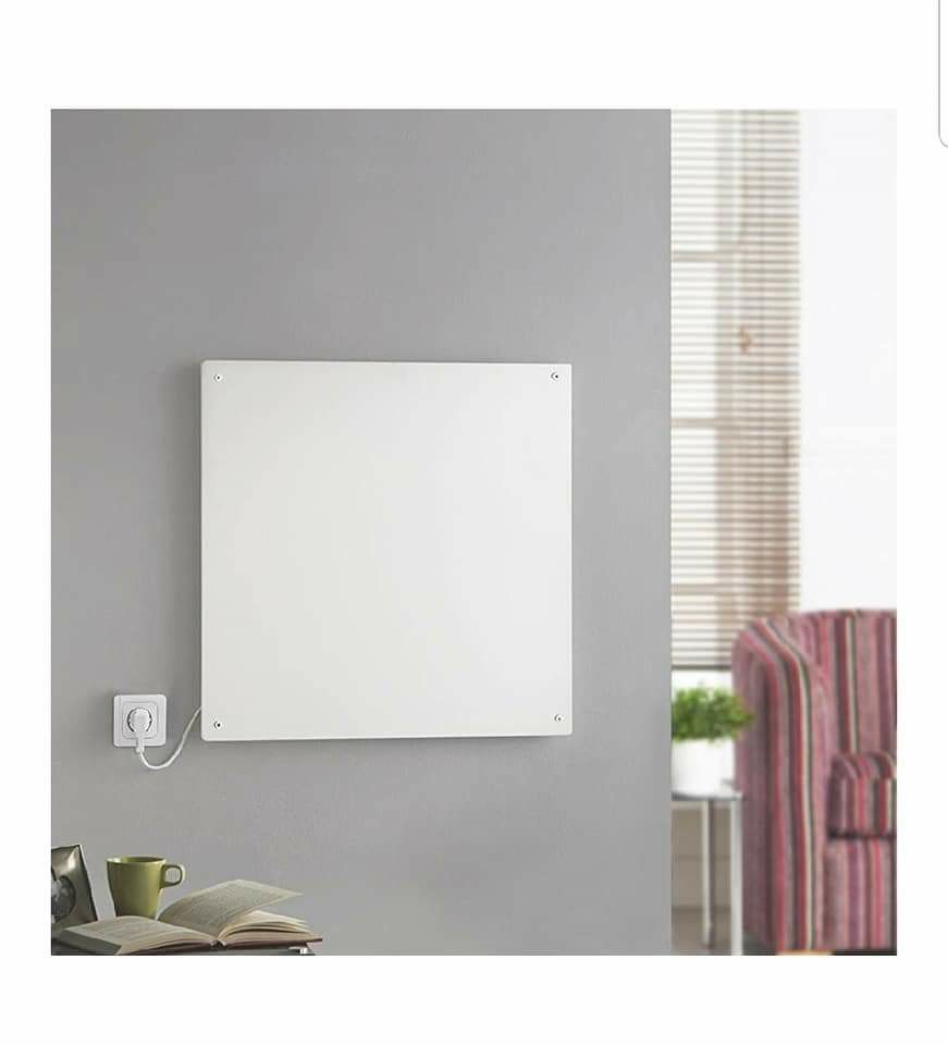 VonHaus 450W Wall Mounted Electric Flat Panel Heater – Paintable Slimline Low Energy Eco Ceramic Space Heater 23.5" x 23.5" x 0.4"