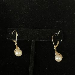 2 Gold Piece Pearl Jewelry Set- Ring, Earrings 