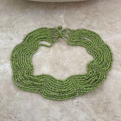 Beaded Light Green Collar Necklace 