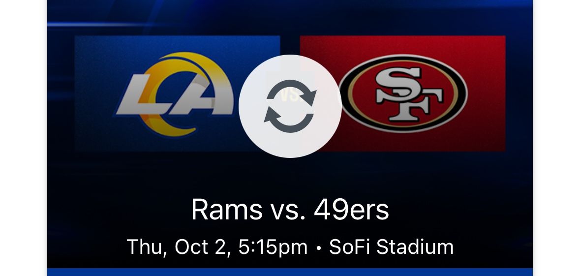 Rams Vs 49ers Section 206 - 2 or 4 Seats - Sofi - 10/2/2025