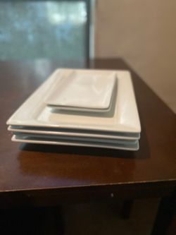 White Rectangular Ceramic Plates Set