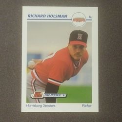 1991 Line Drive Richard Holsman Harrisburg Senators #257 Pitcher Pre-Rookie Impel Baseball Card Vintage Collectible Trading Sports Minor League AA