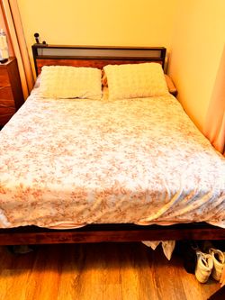 Wood and Metal Queen Bed Frame