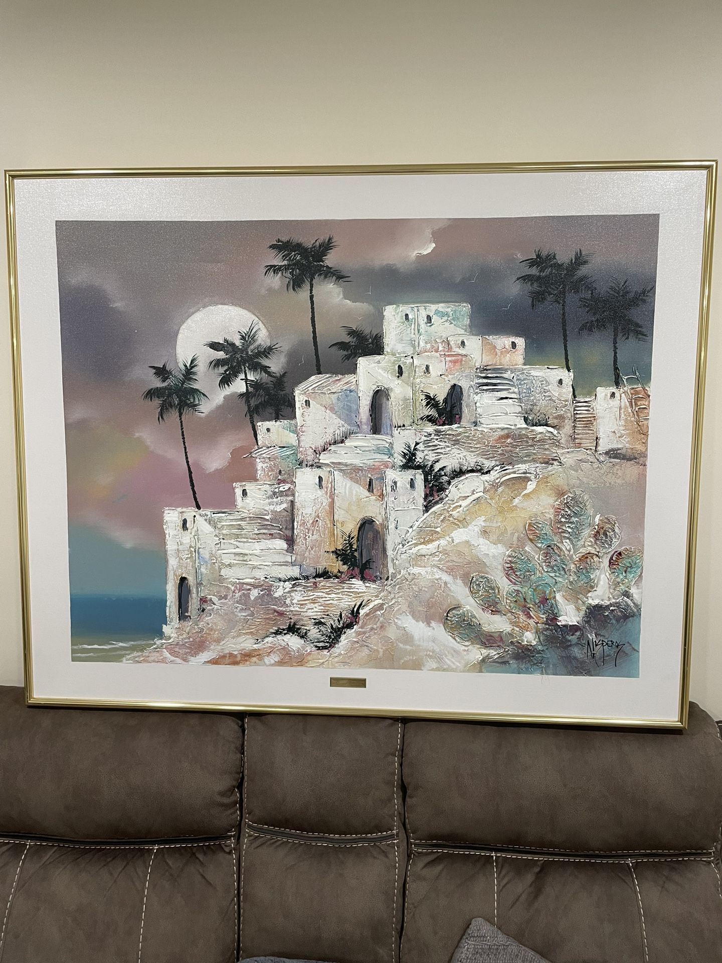 Beautiful, Very Large Signed St. Martin Island Picture In Gold Frame I will
