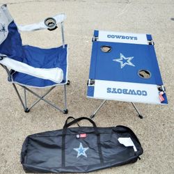 Dallas Cowboys Logo Portable  Folding Chair and Table w/ Cupholder. GREAT GIFT 