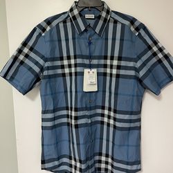 Men’s Burberry Blue Checked Shirt
