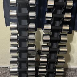 Ader Chrome Dumbbells with Black Padded Grips: 5-50lbs.