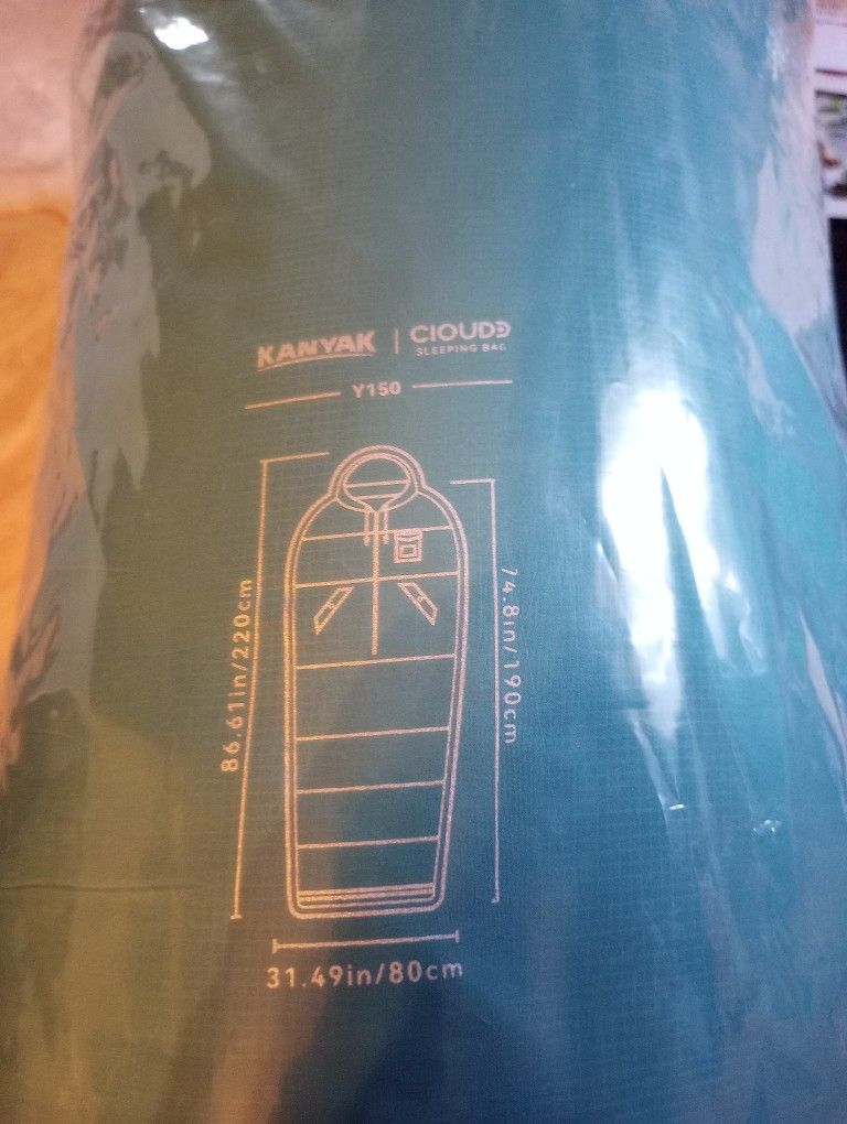 KANYAK/ CLOUD Y150 Youth To Adults Long Mummy Sleeping Bag Green/Yellow