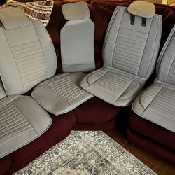AOOG Leather Car Seat Covers, Leatherette Automotive Seat Covers for Cars SUV Pick-up Truck