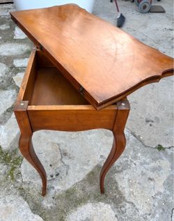 Antique French Louis XV Style Folding Swivel Table Oak Wood