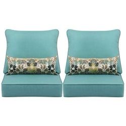 Patio Chair Cushion Set 24-in x 24-in 6 -Piece Lake Blue Deep seat patio chair cushion
