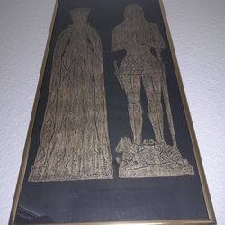 Vintage Medieval  Couple Brass Rubbing Art