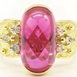 Dazzling 10.93 Natural Ruby And Diamond 18k Ring Size 8.25