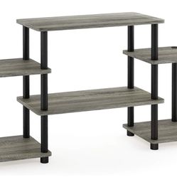 Turn-N-Tube Entertainment Center Round Square Corner French Oak Grey/Black