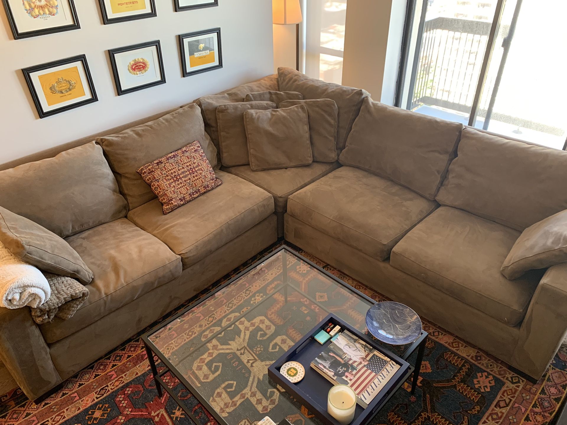 Sectional Crate and Barrel Couch - Coffee Colored