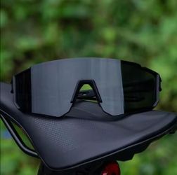 Black Sport Cycling Sunglasses Shield Lens