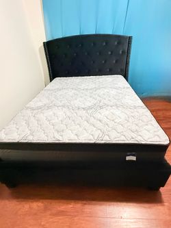 Queen bed frame with mattress set