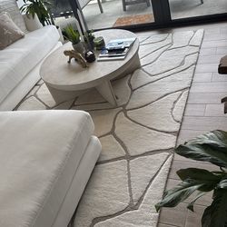 West Elm Cream Printed Tribal Rug