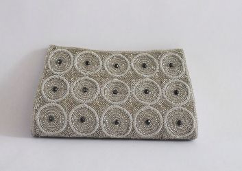 Beaded Clutch Silver