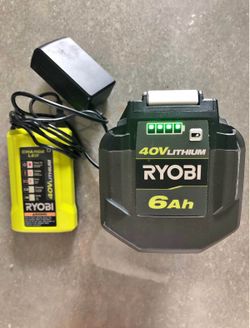 Ryobi 40V Lithium6Ah battery and charger