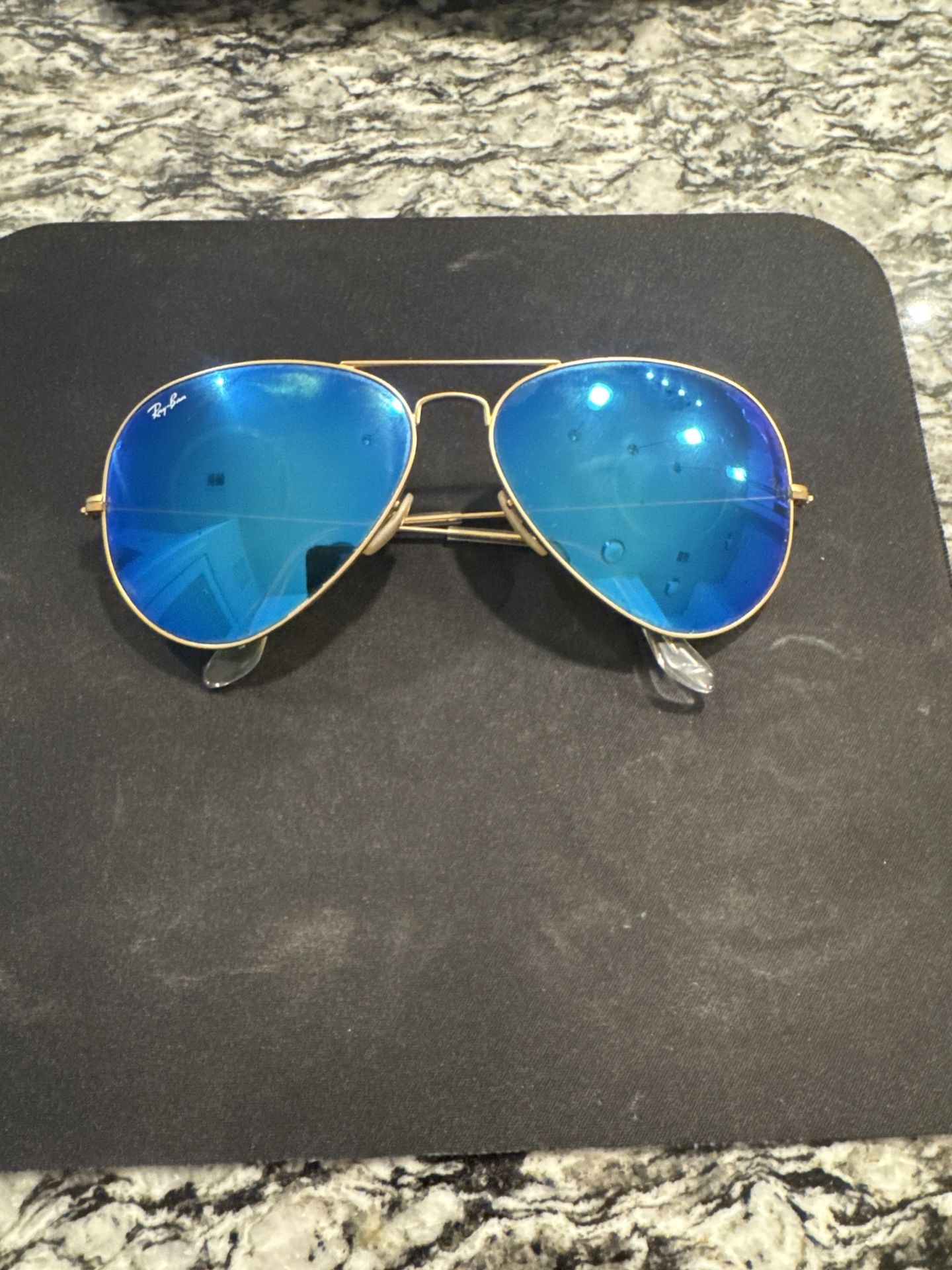 Authentic Ray-Ban Aviator Sunglasses – Blue Mirror Lenses