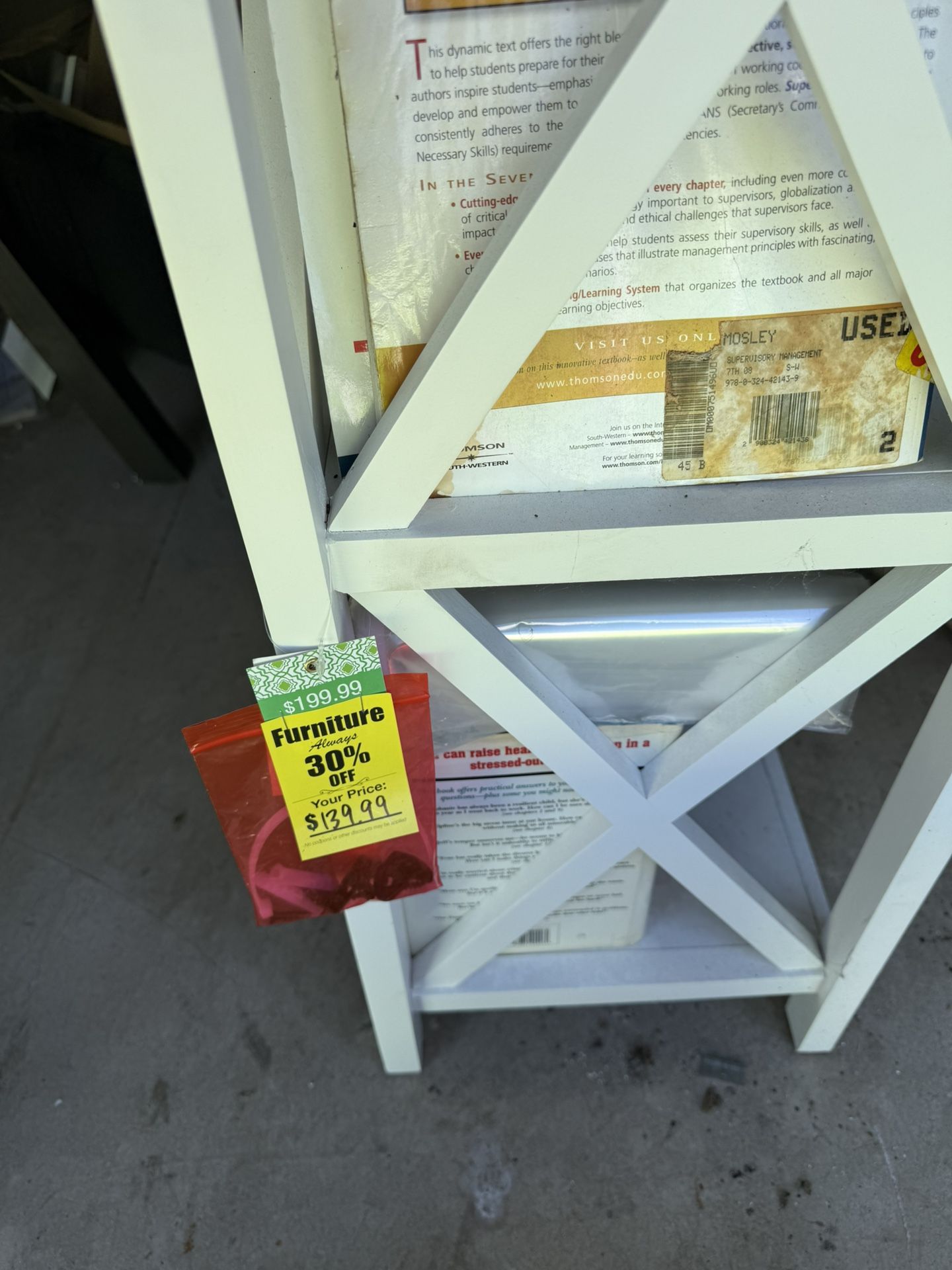 White Wood Bookcase $75