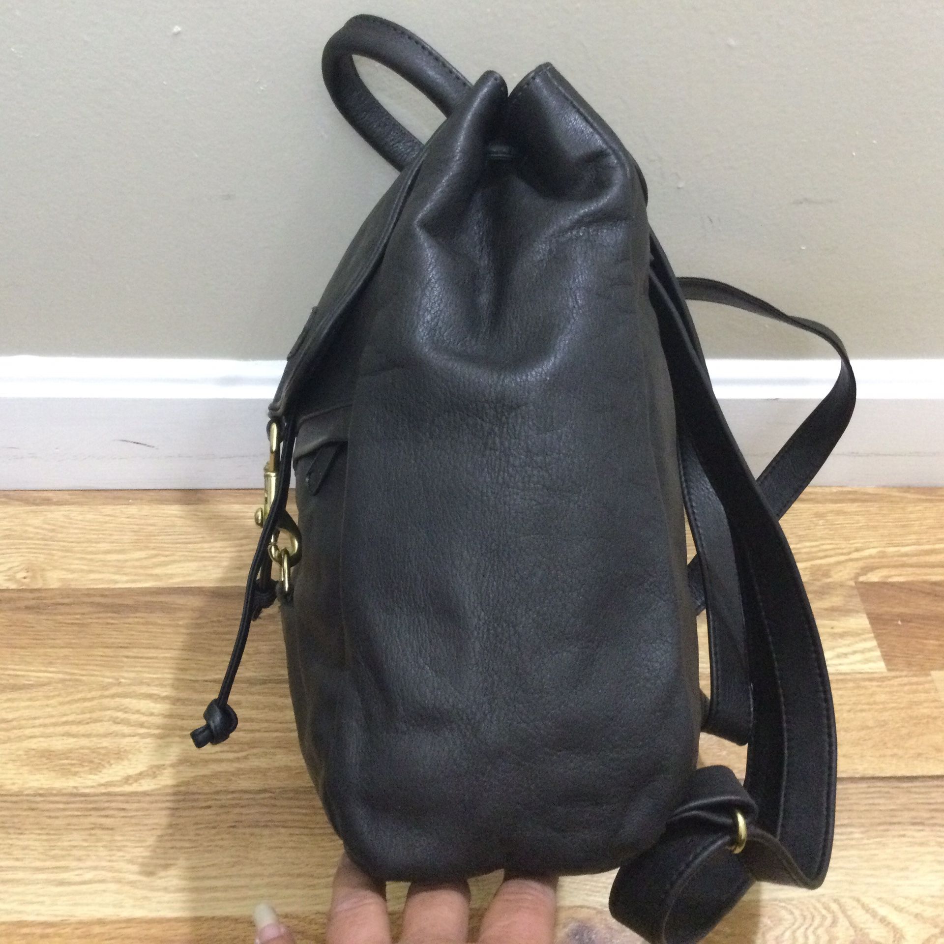 L.L. Bean Black Leather Backpack - Vintage NOS