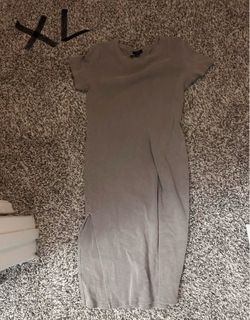 Taupe Ribbed Midi T-Shirt Dress