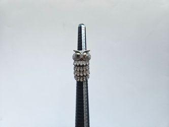 Vintage Style Articulated Rhinestone Owl Full Finger Armor Ring – Size 7.5