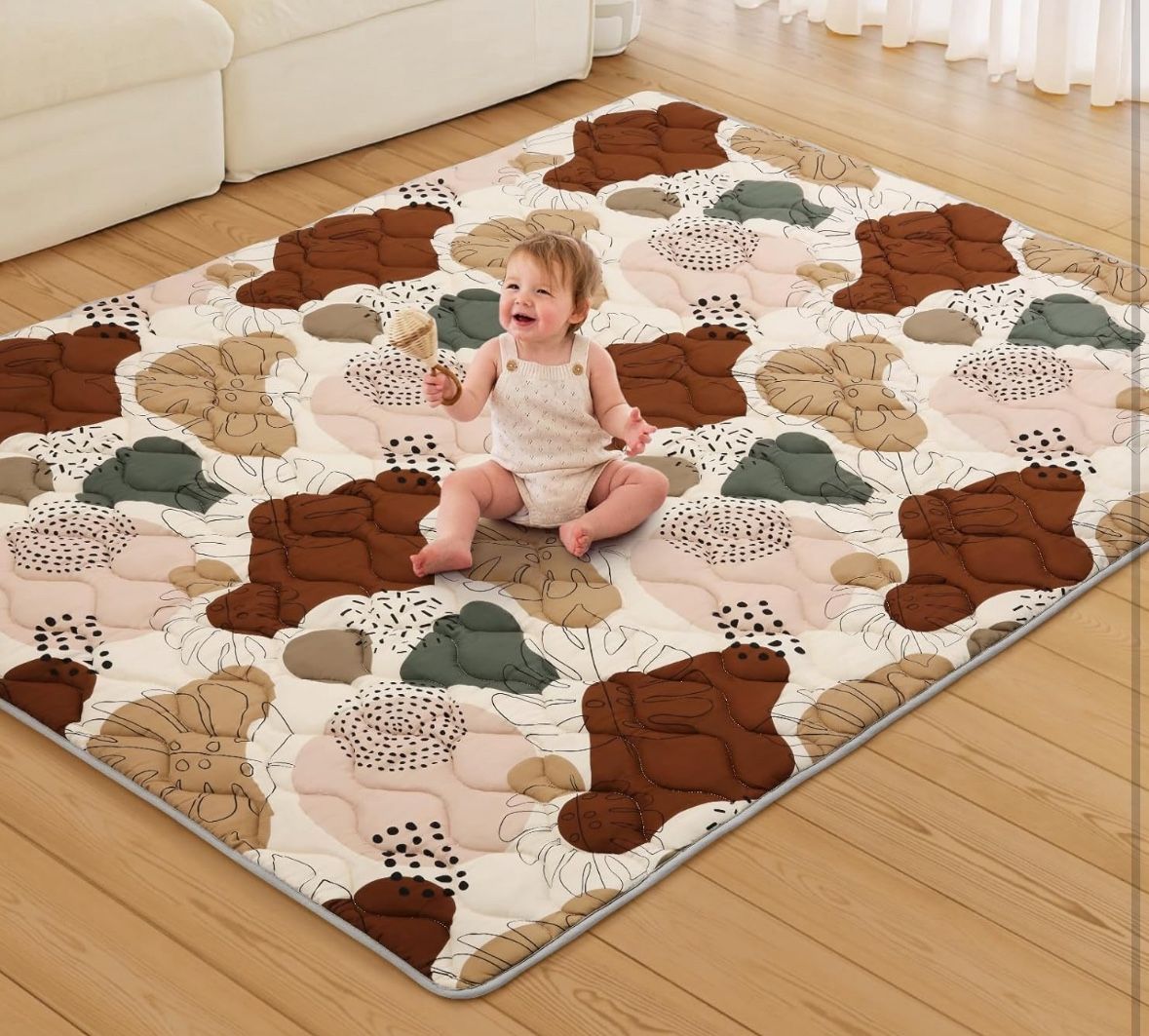 Blissful Diary Baby Play Mats for Floor, 71x59 Inch Extra Thicker & Large Soft Cushioning Foam Playmats for Babies and Toddlers, Foldable Washable Bab