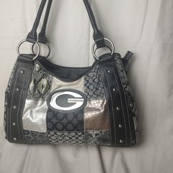 New Guess Black And Grey Lg Shoulder Bag
