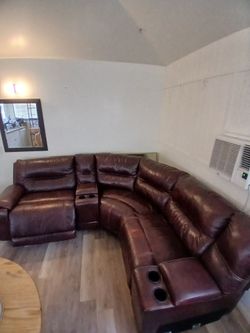 Detachable Leather Couch with 2 Motorized Recliners