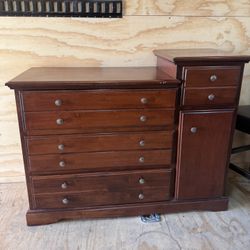 Brown Dresser With Mirror 