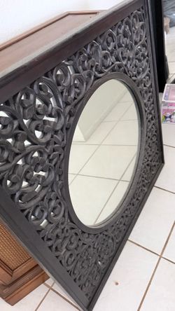 Square Ornate Carved Wall Mirror