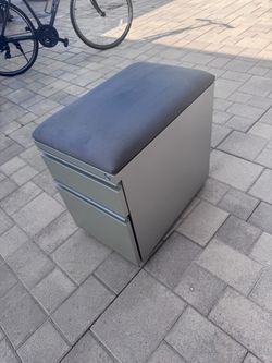 Rolling File Cabinet with cushion seat top